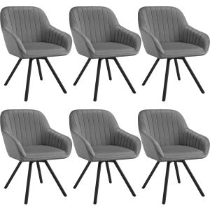 6 cadeiras de sala de jantar 360º de terciopelo 58x58x82 cm cinzento