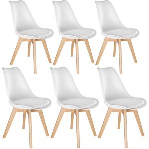 6 cadeiras de sala de jantar, acolchoado, ergonómicas e estables, branco
