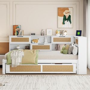 Sofá cama 90x200cm com beliche e arrumação branco
