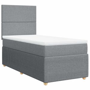 vidaXL cama box spring con colchón tela gris claro 100x200 cm