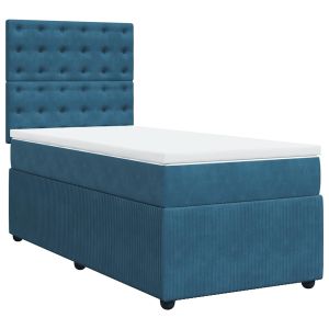 vidaXL cama box spring con colchón terciopelo azul oscuro 80x200 cm