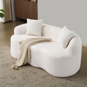 Sofá 2 lugares curvo em espuma e molas branco para espaços pequenos