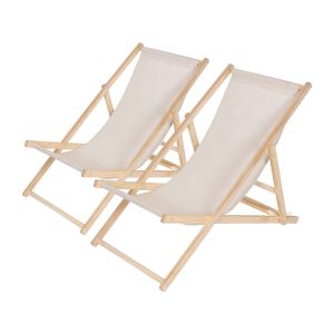 Conjunto de 2 espreguiçadeiras de madeira "chilienne" - 107 x 56,5 x 81 cm