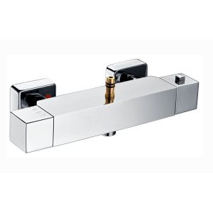 Kibath torneira coluna chuveiro termostática quadrada cromada latão