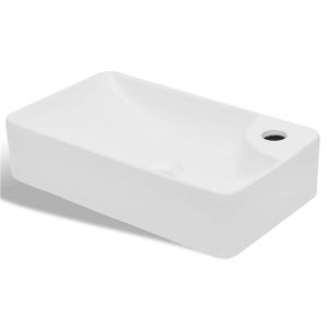 Pia de cerâmica para banheiro + furo torneira, branco