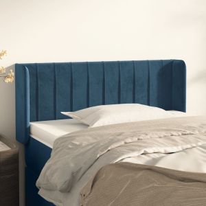 Cabeceira de cama c/ abas veludo 83x16x78/88 cm azul-escuro ptob2970