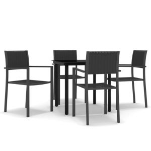 vidaXL juego de comedor para jardín 5 piezas negro