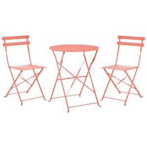 Conjunto bistro dobrável fiori metal coral