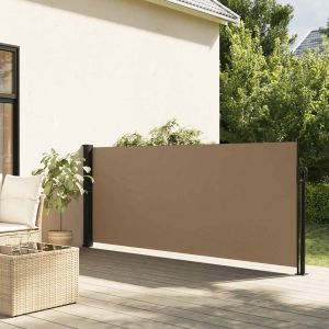 Toldo lateral retrátil 140x500 cm cinzento-acastanhado egw825960