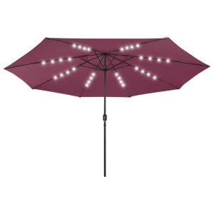 Guarda-sol de jardim com luzes LED 400 cm bordô wgo5380
