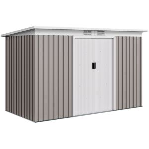 Abrigo de jardim 280x130x172 cm aço galvanizado e pp color gris Outsunny