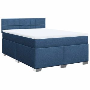 vidaXL cama box spring con colchón tela azul 140x190 cm