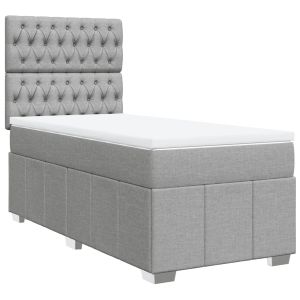 vidaXL cama box spring con colchón tela gris claro 100x200 cm