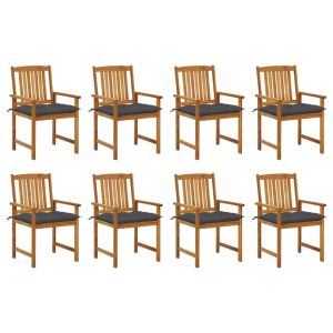 vidaXL sillas de jardín  con cojines 8 uds madera maciza de acacia