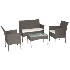Conjunto de 4 lugares em resina tecida com almofadas