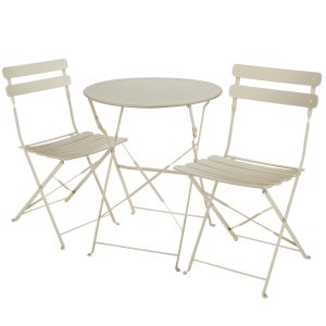 Conjunto de mesa e cadeiras para 2 pessoas dobrável de aço capuchino