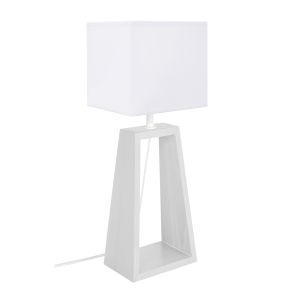 Candeeiro de mesa  madeira   mikelli branco  d15 cm