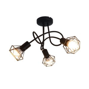 Nettlife foco de teto LED 3 lâmpadas pretas vintage ajustável 350° ponto