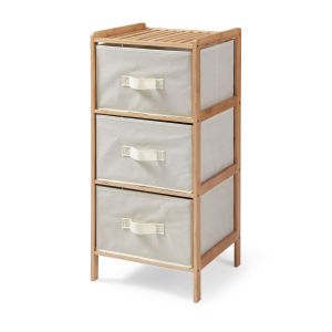Cómoda maldon 3 gavetas em tecido bambu 79x37x35cm natural/bege [en.casa]