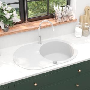 Lava-louça com 1 cuba oval granito branco pt6404