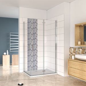 Cabine de duche rectangular combinada com porta de bater,900x1100x1950mm