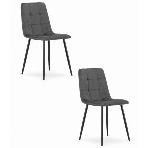 Cadeira valora pyra em veludo cinza escuro, design moderno (2 unidades)
