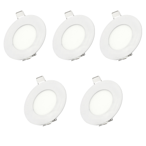 Pack x5 LED downlight 3w branco neutro 4200k redondo rebaixado branco