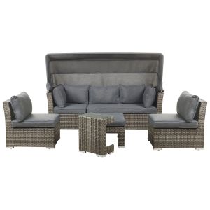 Conjunto lounge ratan sintético castanho corte