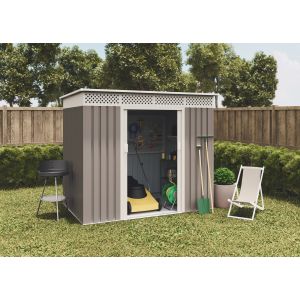 Abrigo de jardim 3,02 m2 Wasabi - porta deslizante dupla - taupe e bege