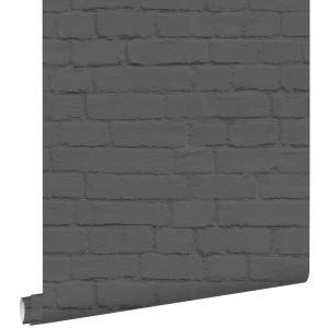 Estahome papel de parede parede de tijolo preto 53 cm x 10.05 m