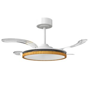 Ventoinha de teto com luz 95x95x36 cm aço, plástico color marrón Homcom