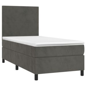 vidaXL cama box spring con colchón terciopelo gris oscuro 90x200 cm