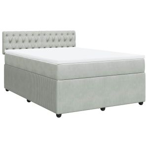 vidaXL cama box spring con colchón terciopelo gris claro 140x190 cm