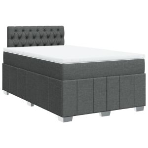 vidaXL cama box spring con colchón tela gris oscuro 120x190 cm