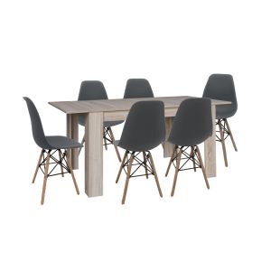 Conjunto mesa extensível de jantar ou cozinha branco + 6 cadeiras estilo