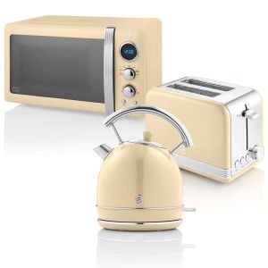 Retro conjunto de pequeno-almoço, chaleira 1, swan strp2070cneu creme 850w