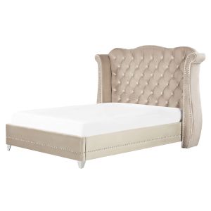 Cama veludo ayette 160 x 200 cm creme
