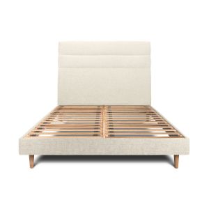 Cama de 135x190 cm com cabeceira de linha - tela fosca - bege claro