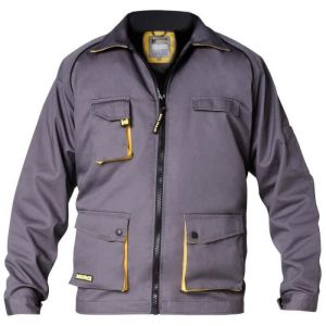 Jaqueta - tendência - tamanho 52/54 - cinza/amarelo - multi-bolsos - alta r