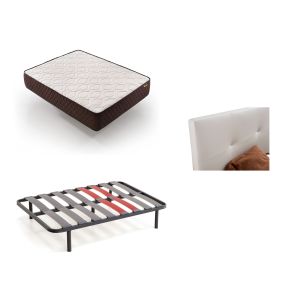 Pack colchão + cabeceira estofada + sommier 105x180 branco