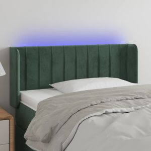 Cabeceira cama c/ luzes LED veludo 83x16x78/88 cm verde-escuro ptob1613