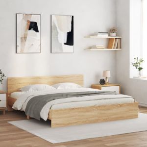 Cama c/ cabeceira/luzes LED 180x200cm carvalho sonoma seaw9361