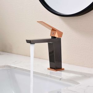 Torneira de lavatório sky bath preto cristal e ouro rosa série infinite