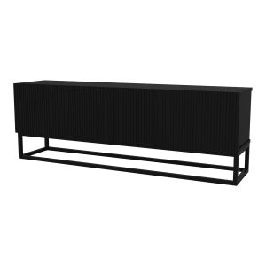 Móvel de tv verpsboga 2 portas base longa 135x32x47 cm - preto [en.casa]