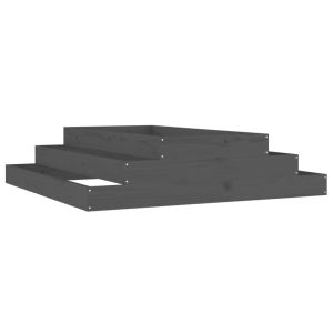 Jardinera de madera maciza de pino gris 110x110x27 cm