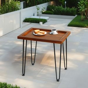 Mesa centro madeira maciça natural 62x50x15,5cm para sala e jardim