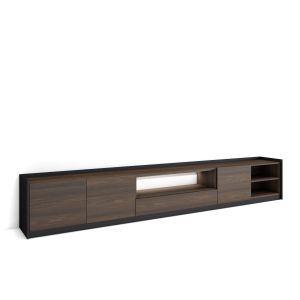 Móvel de tv, 310x37x50cm, carvalho escuro e preto, LED rf4907