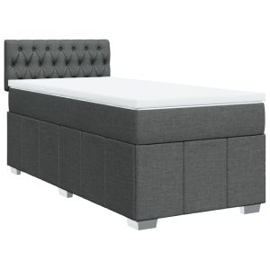 vidaXL cama box spring con colchón tela gris oscuro 80x200 cm