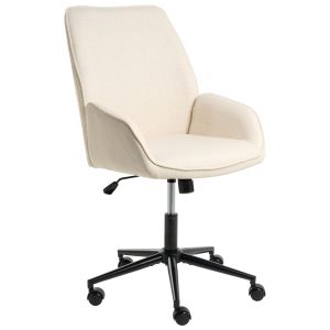 Cadeira de escritório castile linho sintético branco creme