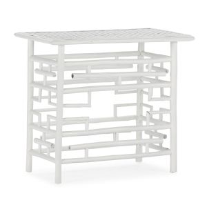 Mesa de consola 90x45x80 em bambu e rattan branco
